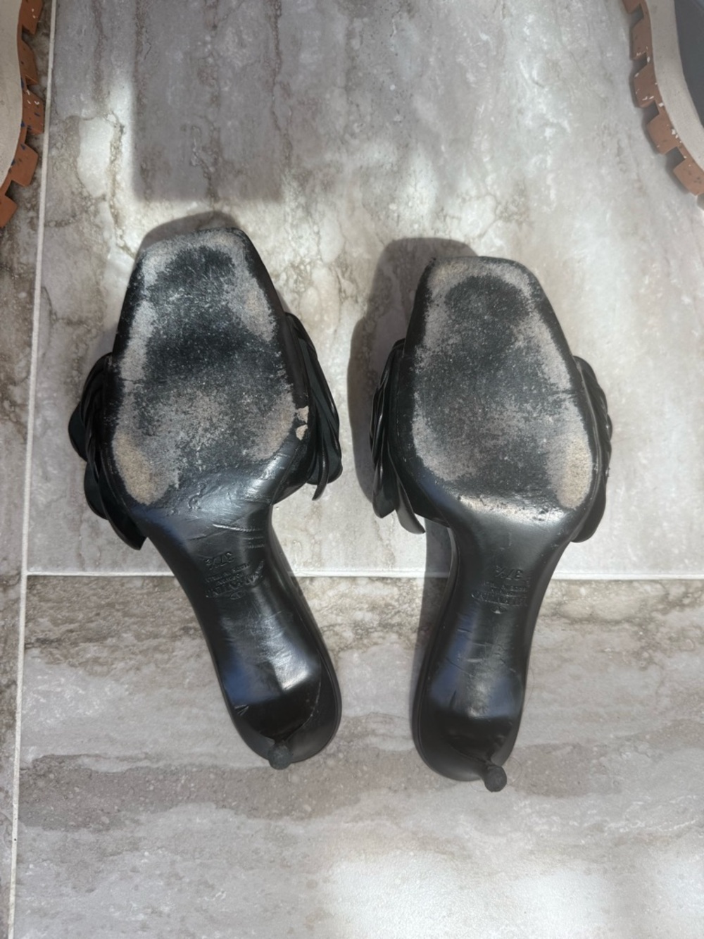Valentino Black Braided Floral Slide Mules - Picture 4 of 4